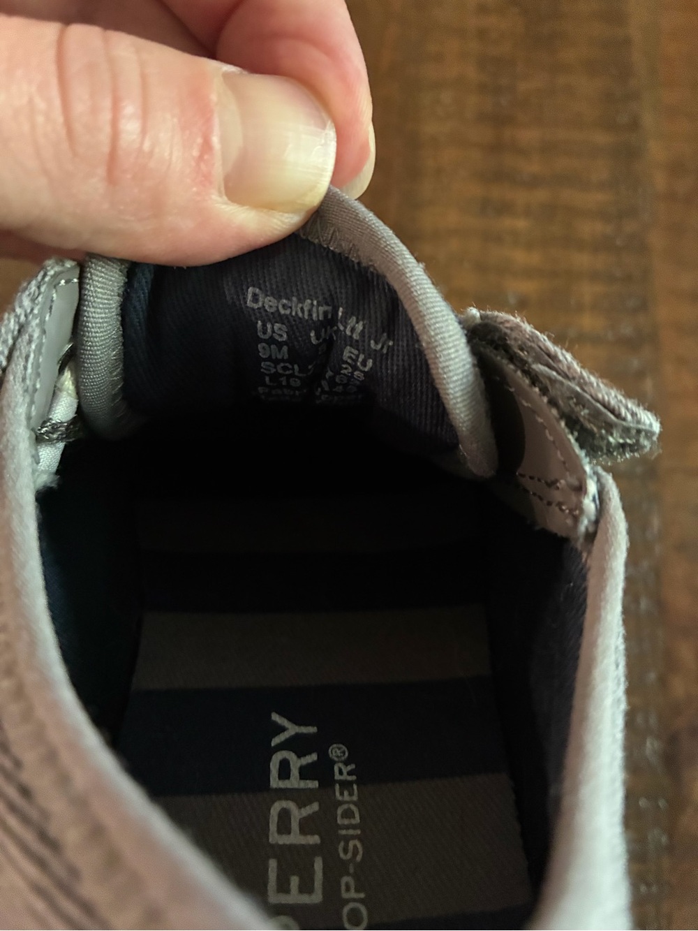 Sperry Kids Gray Canvas Lace-Up Boat Sneakers with White Sole - Picture 3 of 3